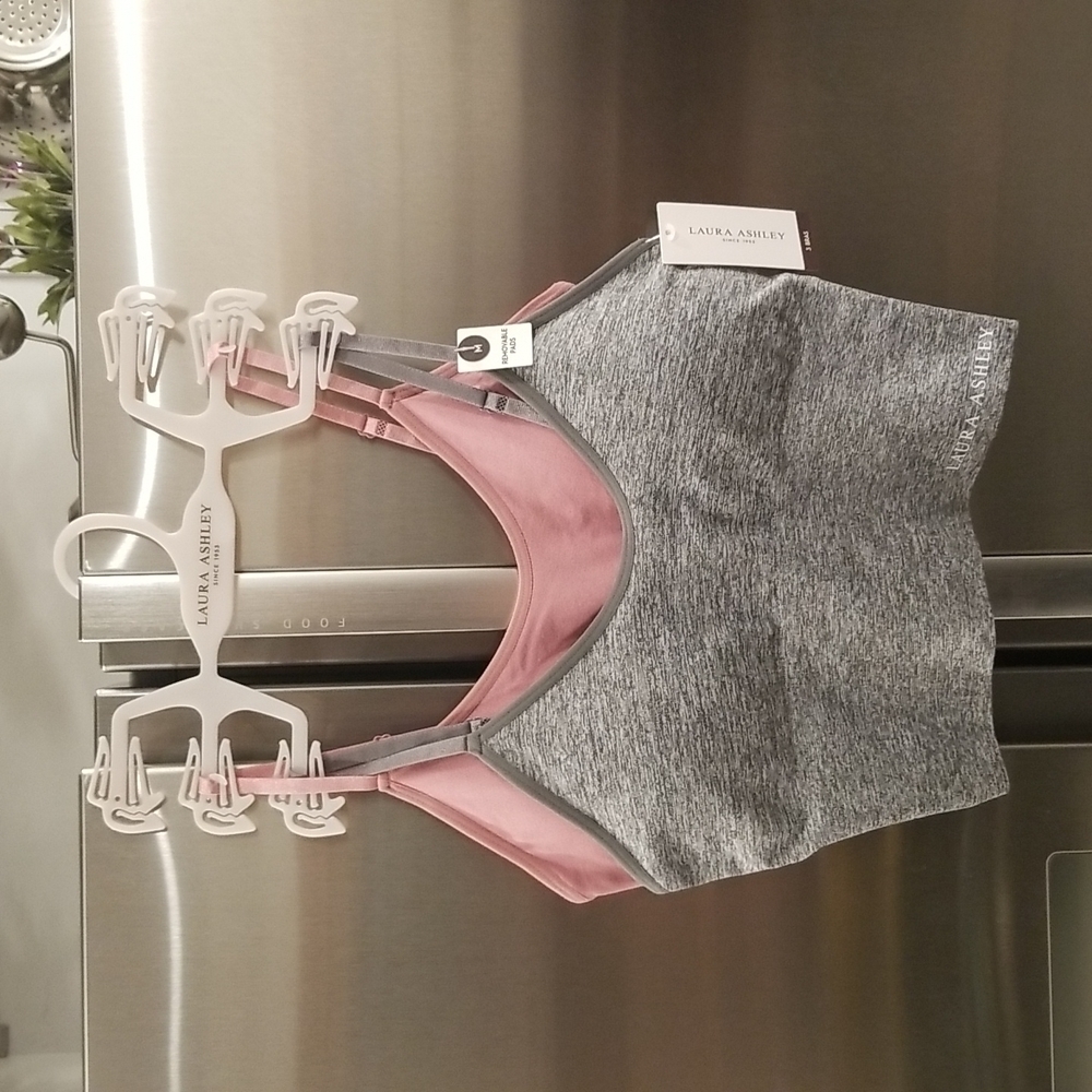 💕LAURA ASHLEY💕 2 Pack Bralettes ~ Pink & Grey Medium M NWT